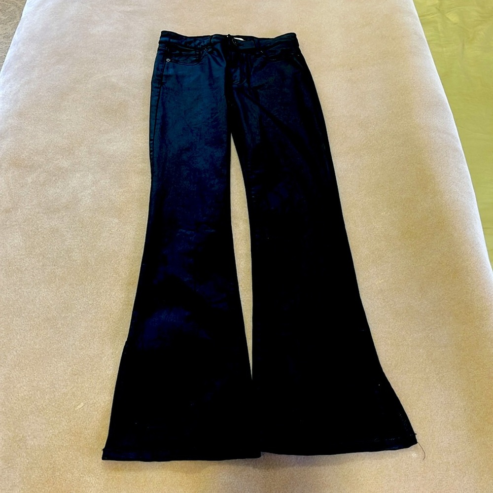 HIDDEN JEANS RYAN BLACK COATED CROPPED BOOTCUT JEANS WITH SIDE SLITS SIZE 25 - Picture 4 of 14